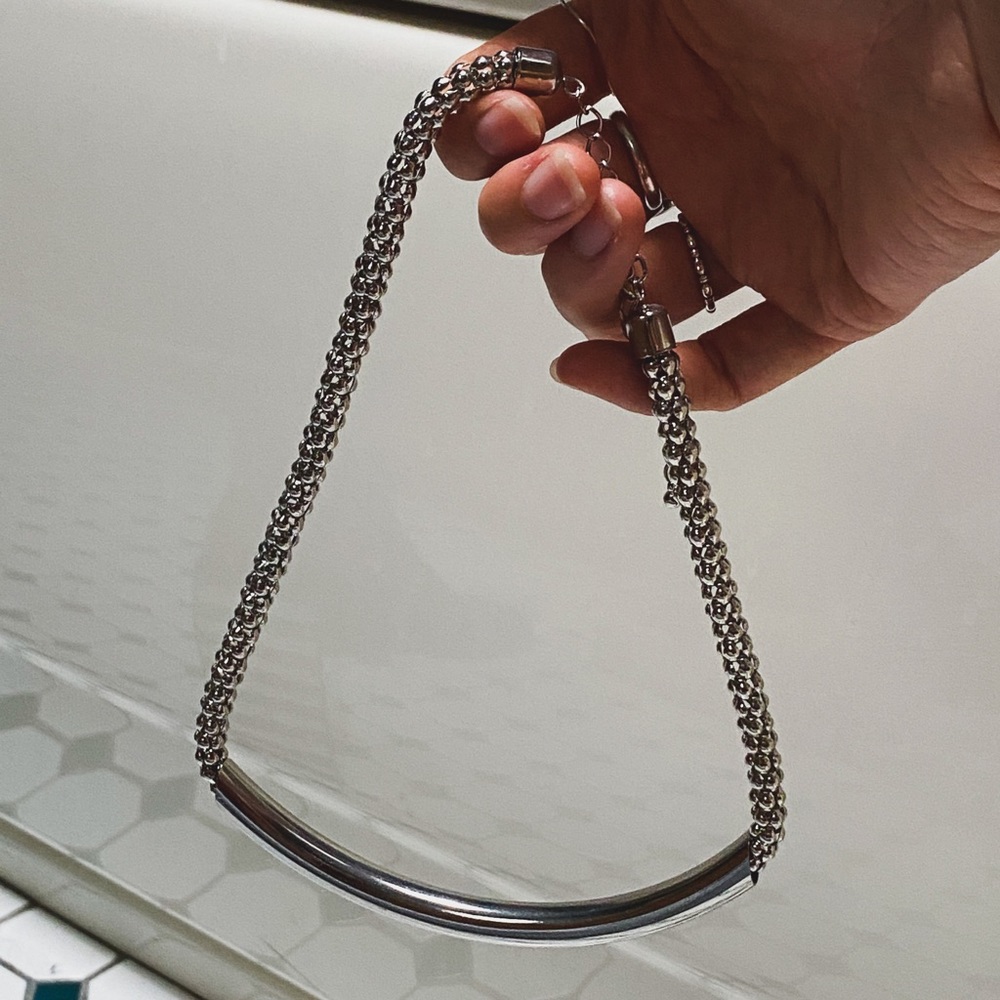 Anthropologie Silver Abstract Necklace